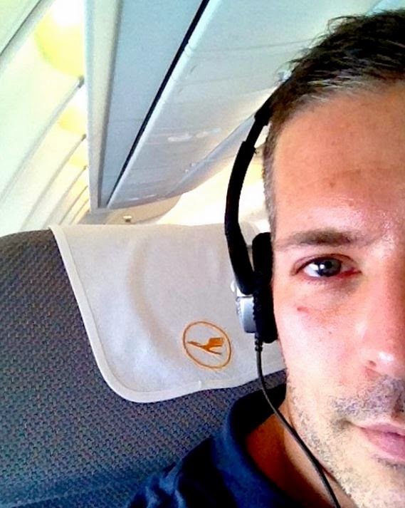Carlos Melia on the plane thinking about his next trip