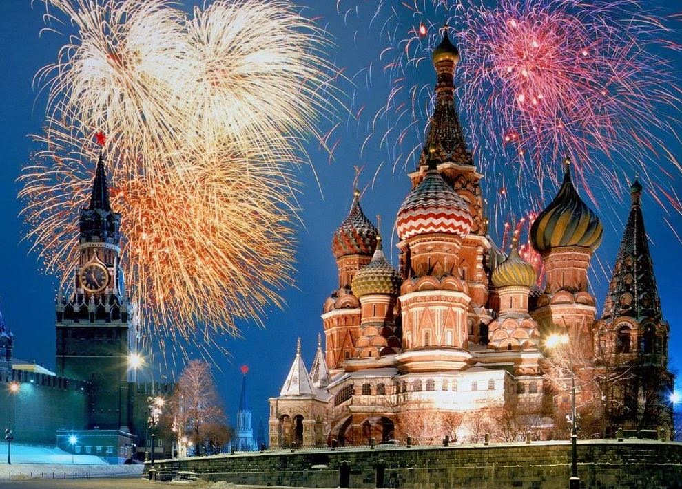 Fireworks in Red Square, Moscow