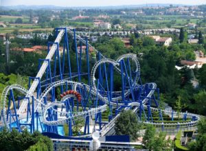 Blue Tornado roller coaster of Gardaland theme park, Italy