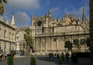 View of the Gothic cathedral of Saint Mary of the See, Seville