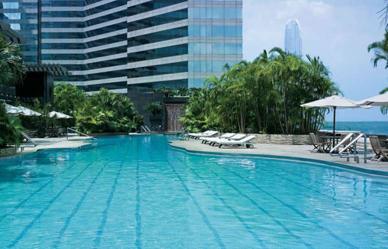 The pool at the Grand Hyatt Hotel in Hong Kong